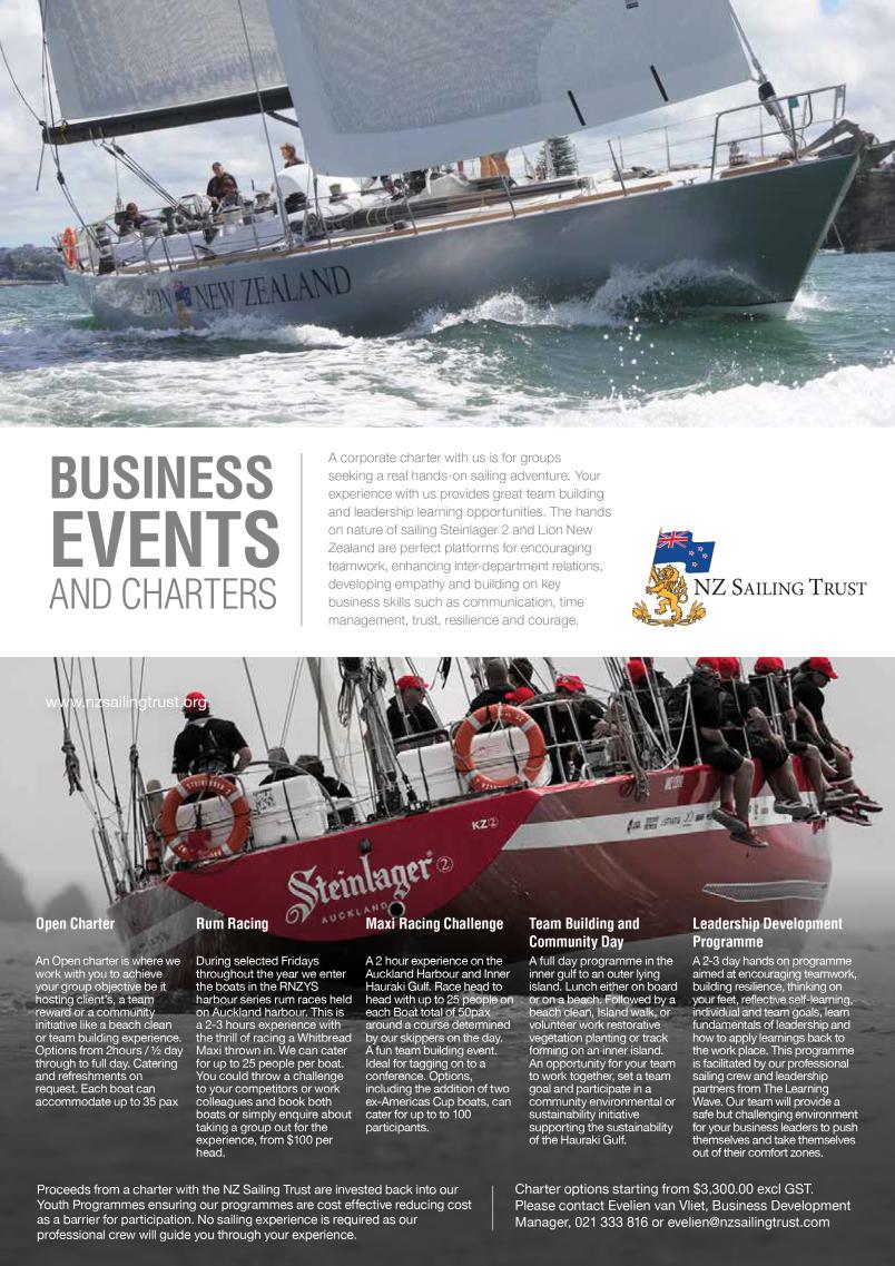 NZ Sailing Trust run business events and charters Yachting New Zealand